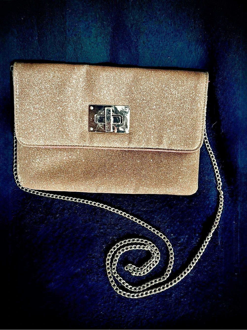 Steve Madden Sparkly Gold Glitter Clutch Crossbody Bag